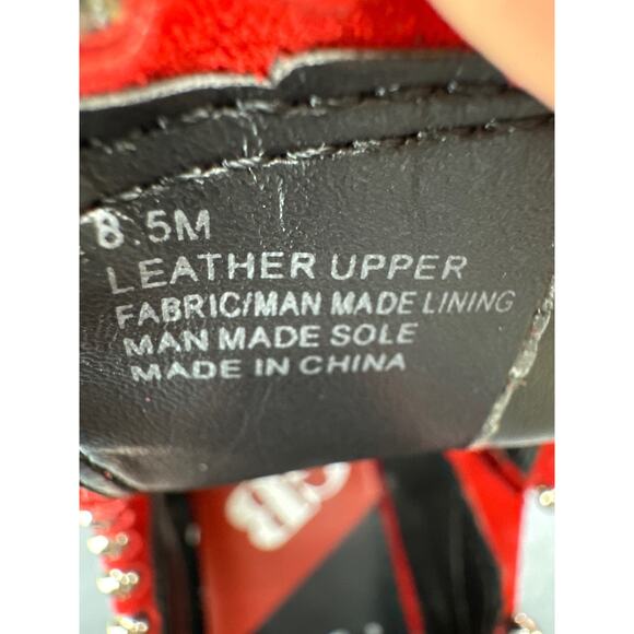 GB Gianni Bini Red Suede Studded Slip On Cut Out Ankle Bootie Women 8.5 - Picture 7 of 8